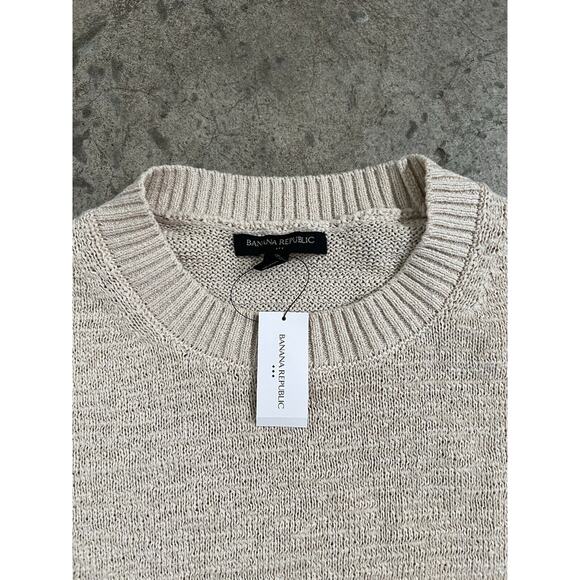 NWT Banana Republic Women Cotton Blend Slouchy Sweater T-Shirt S Ivory Cream $85 - Picture 2 of 9